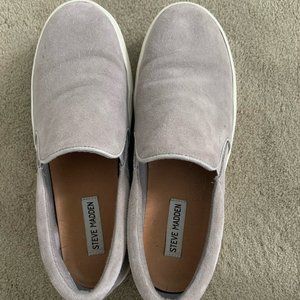 Steve Madden Grey Suede Platform Slip On Size 9